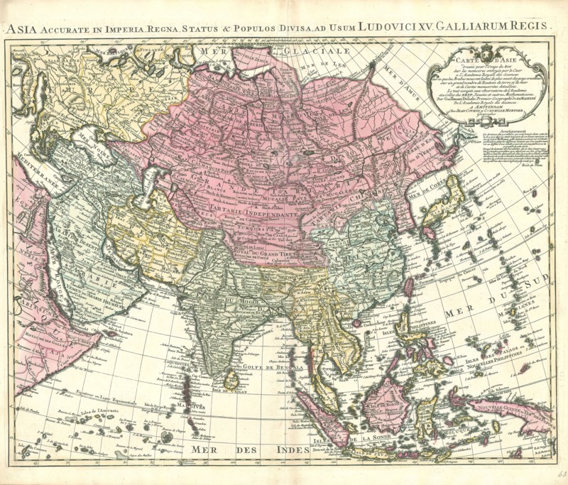Map, Carte D'Asie, Copperplate print