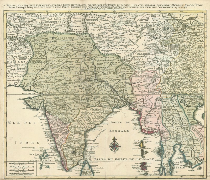 Map, 1 Partie de la nouvelle grande carte des Indes Orientales, Habile connoisseur Un, Copperplate print