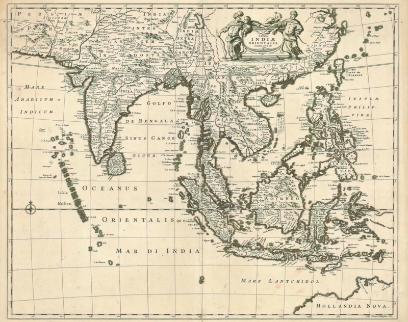 Map, Tabula Indiae Orientalis, Joannes Lhuilier, Copperplate print