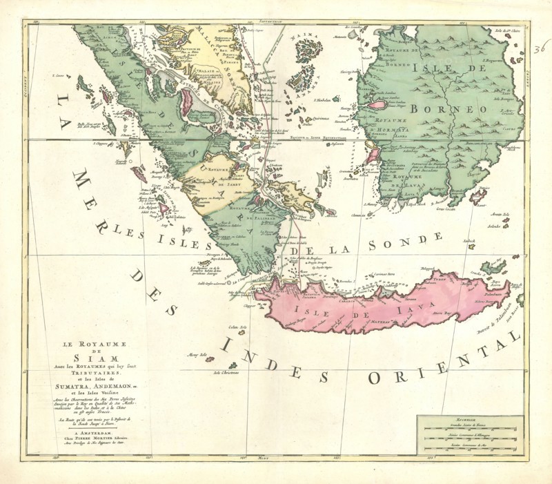 Map, Le royaume de Siam, Copperplate print