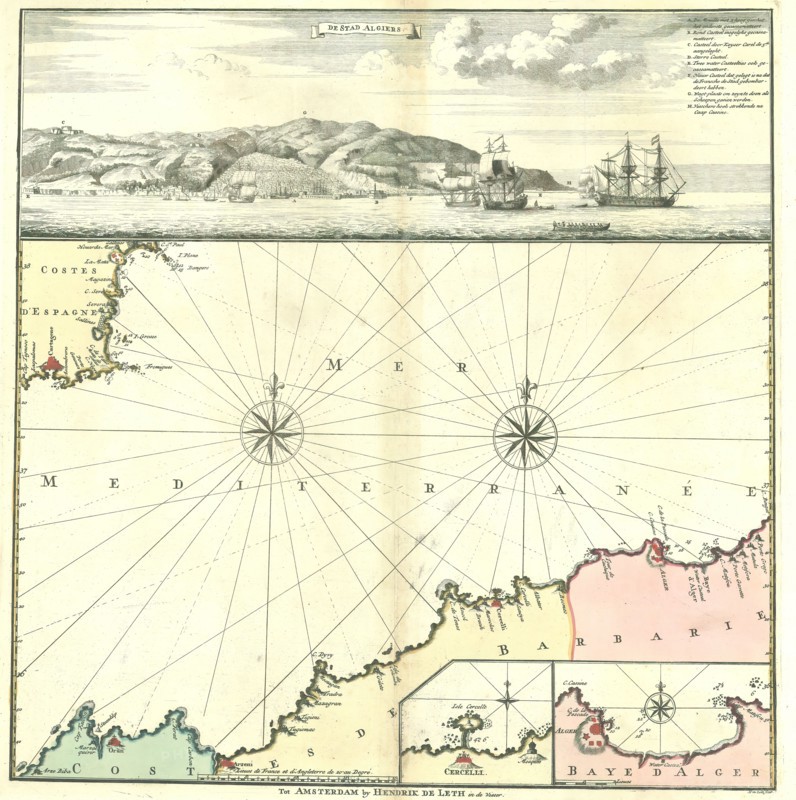 Map, kust van Algerije, Hendrik de Leth (1703-1766), Copperplate print