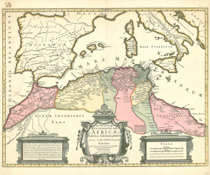Map, In notitiam ecclesiasticam Africae tabula geographica, Guillaume Delisle (1675-1726), Copperplate print