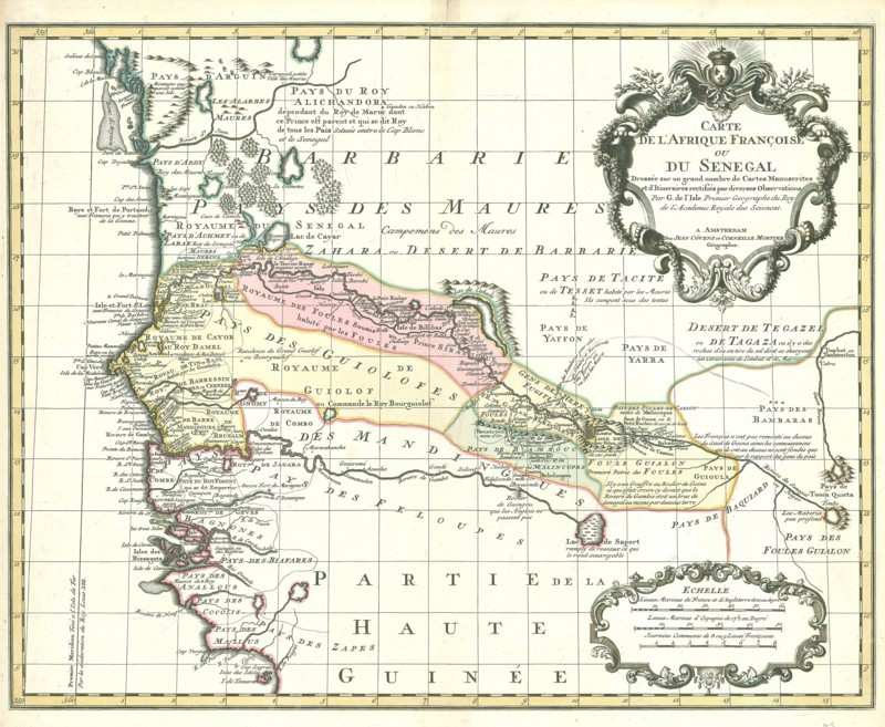 Map, Carte de l'Afrique Françoise ou du Senegal, Guillaume Delisle (1675-1726), Copperplate print