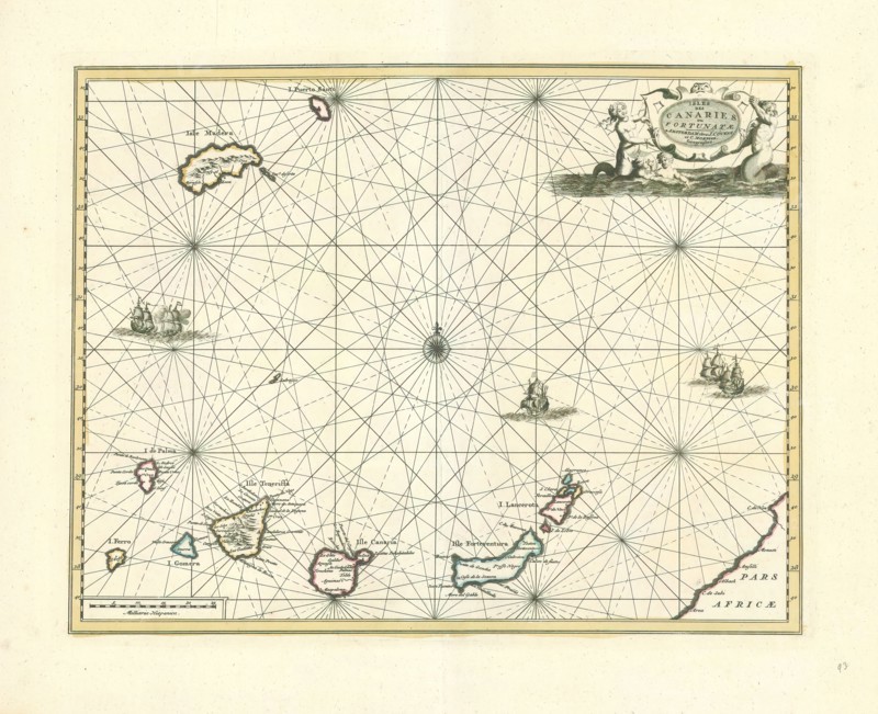 Map, Isles des Canaries ou Fortunatæ, Copperplate print