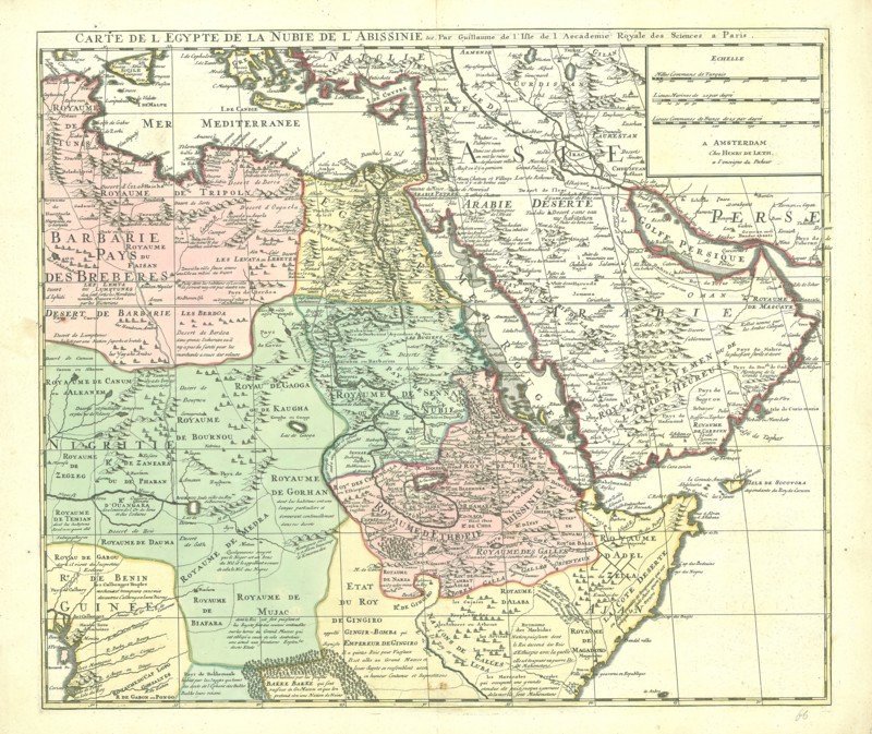 Map, Carte de l'Egypte de la Nubie de l'Abissinie &c., Guillaume Delisle (1675-1726), Copperplate print