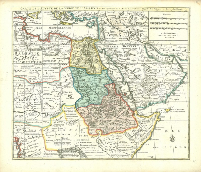 Map, Carte de l'Egypte de la Nubie de l'Abissinie &c., Guillaume Delisle (1675-1726), Copperplate print