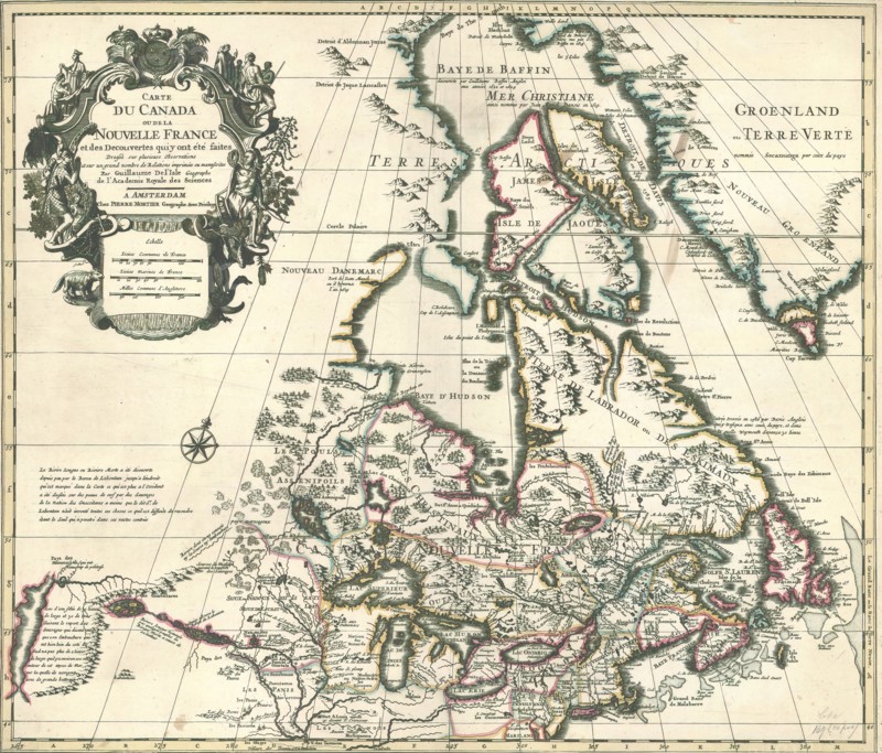 Map, Carte du Canada, Guillaume Delisle (1675-1726), Copperplate print