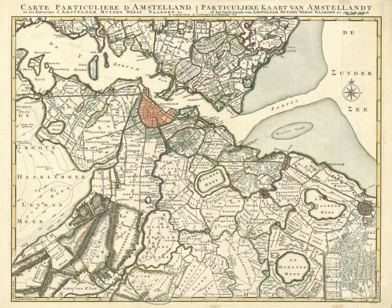 Map, Carte particuliere d'Amstelland, ou Les environs d'Amsteldam, Muyden, Weesp, Naarden &c. =, Johannes Condet (1711-1781), Copperplate print