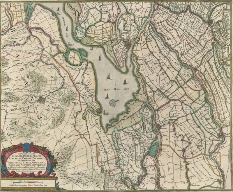 Map, Novissima tabula insvlar. Dordracensis, Alblasser, Crimper, Clvndert etc., Balthasar Florisz. van Berckenrode (c. 1591-1646), Copperplate print