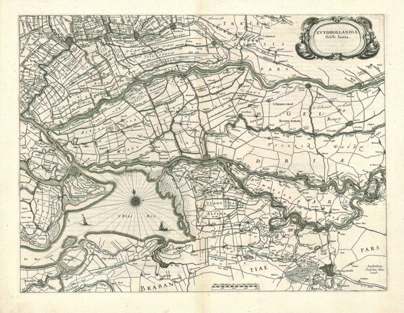 Map, Zvydhollandia stricte sumta, Willem Jansz Blaeu (1571-1638), Copperplate print