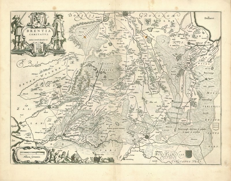 Map, Drentia comitatvs. Transiselaniæ tabula II., Cornelis van Pijnacker (1570-1645), Copperplate print