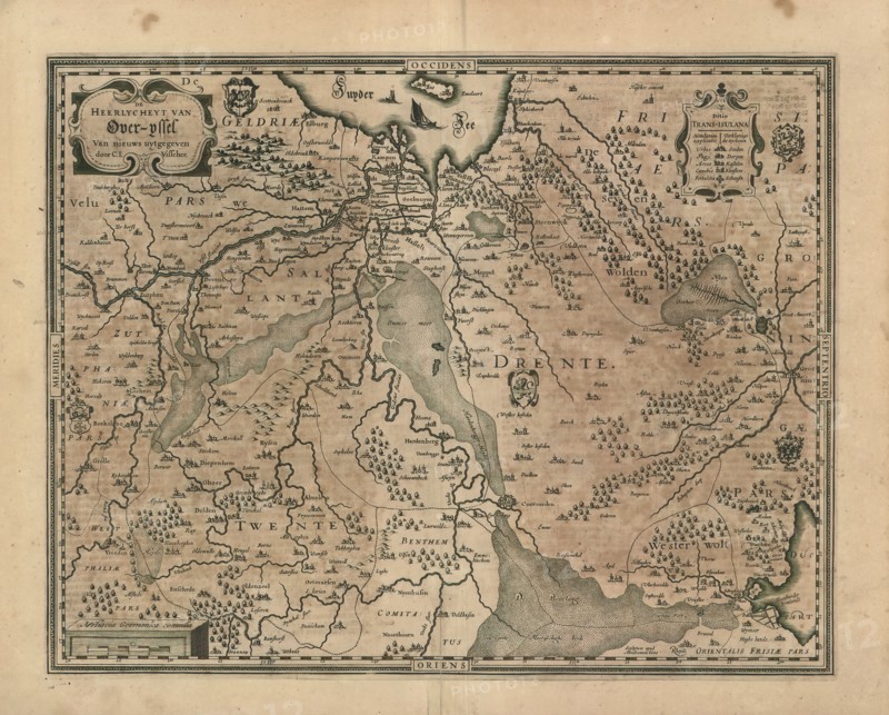 Map, De Heerlycheyt van Over-yssel, Claes Jansz. Visscher (1586/1587-1652), Copperplate print