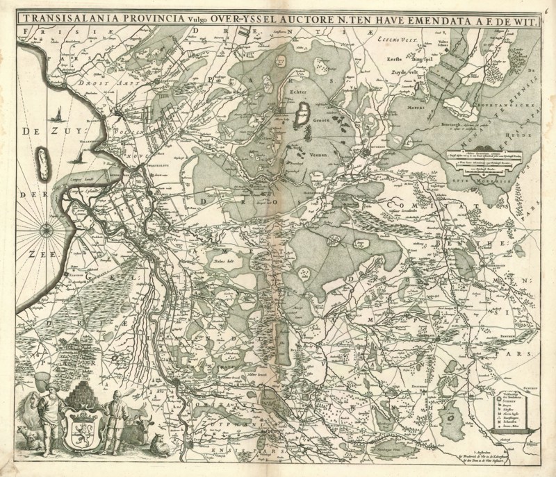 Map, Transisalania Provincia vulgo Over-Yssel, Nicolaas ten Have (fl. 1652), Copperplate print