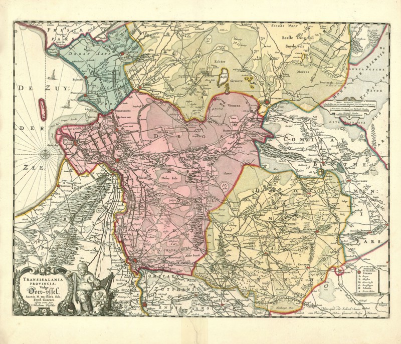 Map, Transisalania Provincia, vulgo Over-yssel, Nicolaas ten Have (fl. 1652), Copperplate print