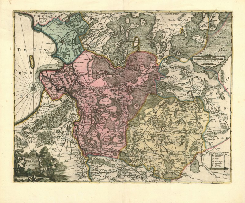 Map, Transisalania vulgo Over-Yssel, Nicolaas ten Have (fl. 1652), Copperplate print