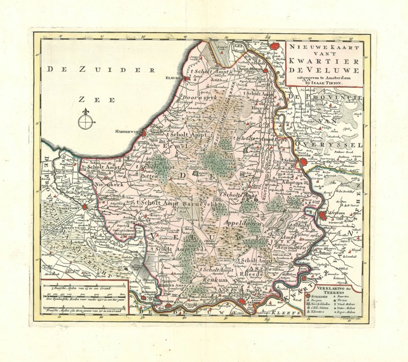 Map, Nieuwe kaart van 't Kwartier De Veluwe, Jacob Keyser (1710-1745 fl.), Copperplate print