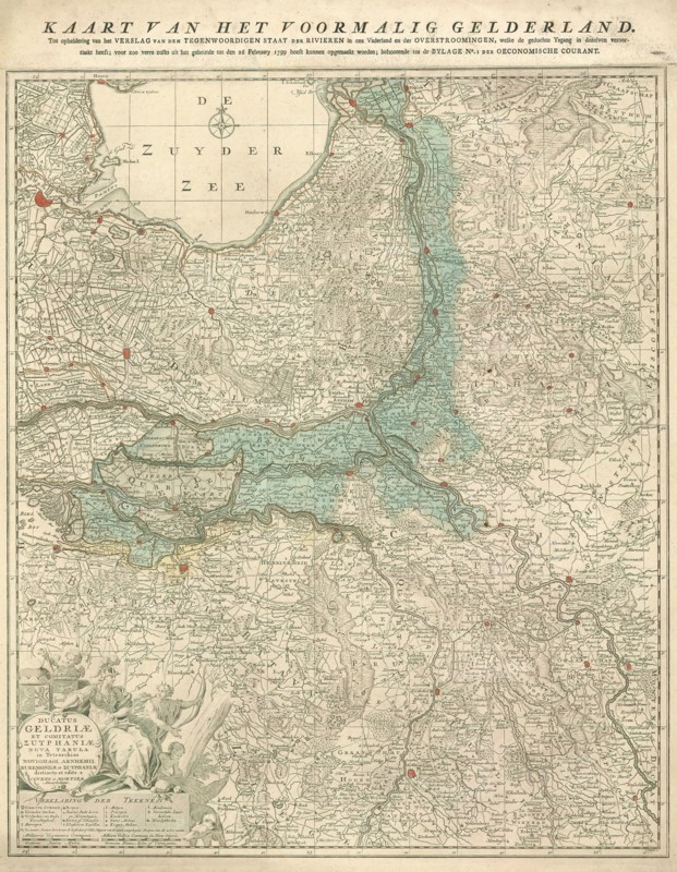 Map, Ducatus Geldriae et comitatus Zutphaniae nova tabula in tetrarchias Noviomagi, Arnhemii, Ruremondae et Zutphaniae distincta ..., Johannes Condet (1711-1781), Copperplate print