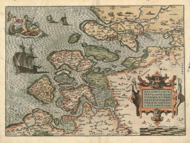 Map, Zelandicarvm insvlarvm exactissima et nova descriptio, Jacob van Deventer (c. 1505-1575), Copperplate print