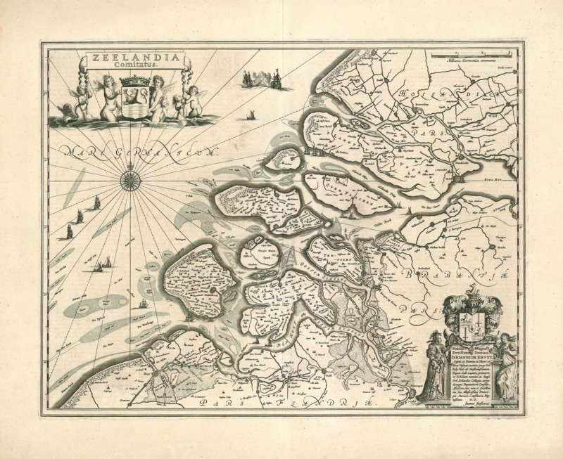 Map, Zeelandia Comitatus, Johannes Janssonius (1588-1664), Copperplate print
