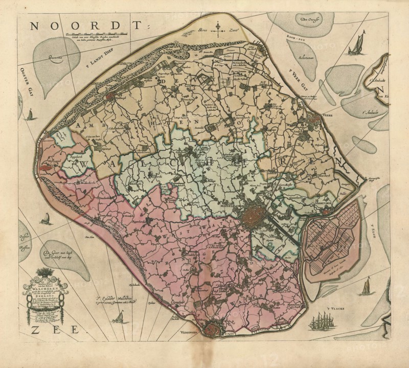 Map, Nieuwe kaart van het eiland Walcheren, Copperplate print