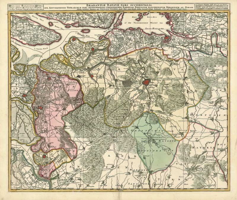 Map, Brabantiae Batavae pars occidentalis, sive Antverpiensis tetrarchiae pars septentrionalis, Nicolaes Jansz. Visscher (1649-1702), Copperplate print