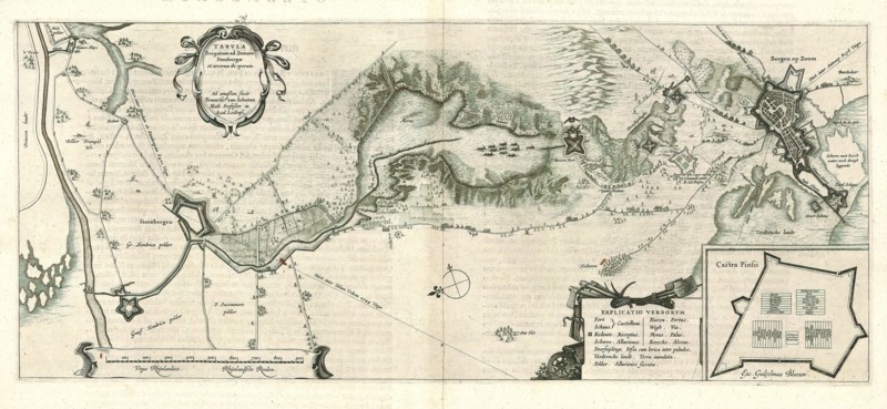 Map, Tabvla Bergarum ad Zomam Stenbergae et novorum ibi operum, Frans van Schooten (1581-1645), Copperplate print