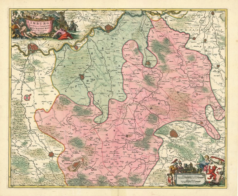 Map, Limburgi ducatus et comitatus Valckenburgi nova descriptio, Nicolaes Jansz. Visscher (1649-1702), Copperplate print