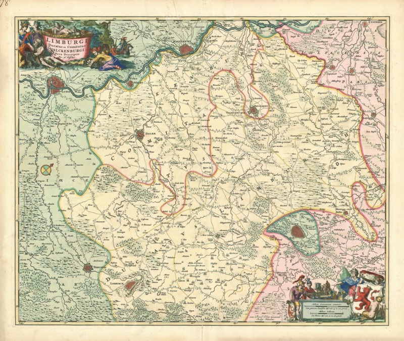 Map, Limburgi ducatus et comitatus Valckenburgi nova descriptio, Nicolaes Jansz. Visscher (1649-1702), Copperplate print