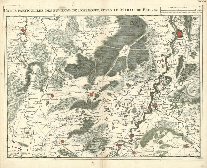Map, Carte particuliere des environs de Roermonde, Venlo, le marais de Peel, &c., J. Harrewijn (1660-1727), Copperplate print