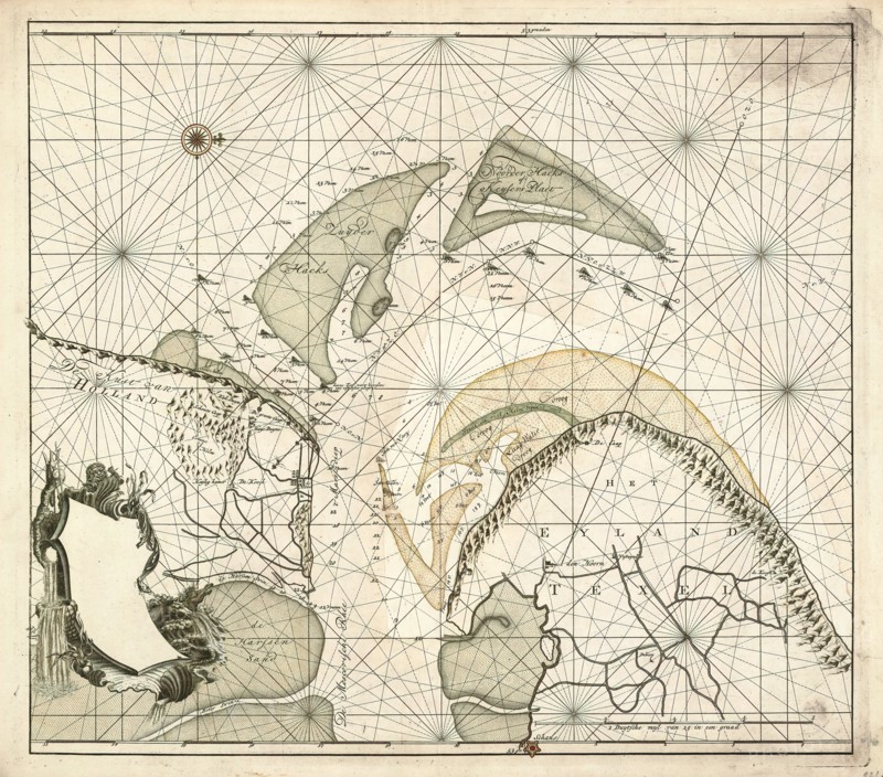 Map, pas-kaart van Texel en den Horst, Copperplate print