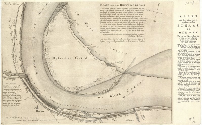 Map, Kaart van het Herwense schaar zoo als het zig in de maand july 1753 heeft bevonden met den inlaag-dyk van 1752 ..., Melchior Bolstra (1704-1779), Copperplate print
