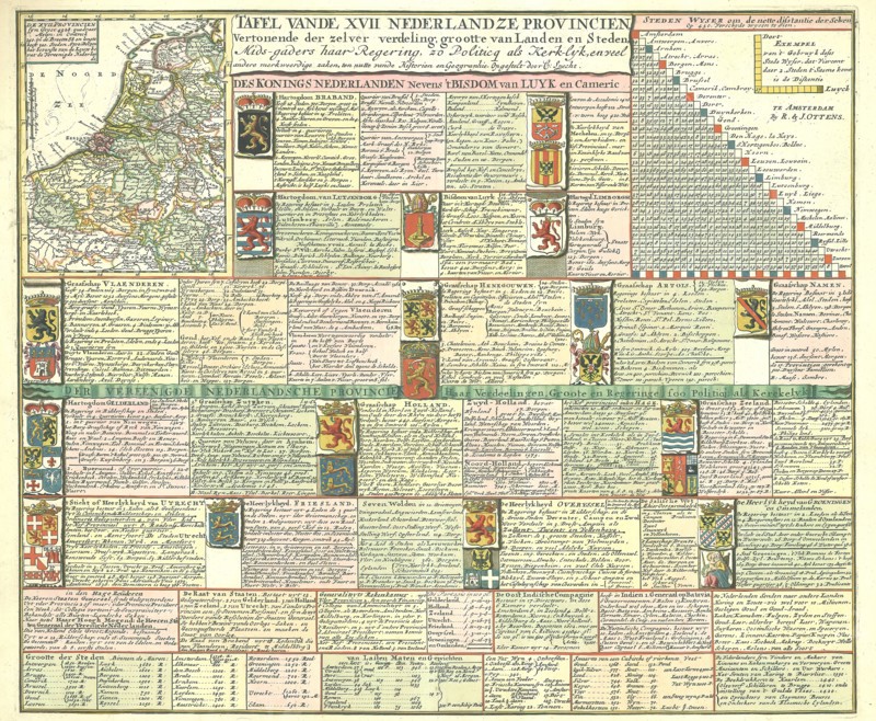 Map, Tafel vande XVII Nederlandze provincien, C. Specht (fl. 1695-1726), Copperplate print