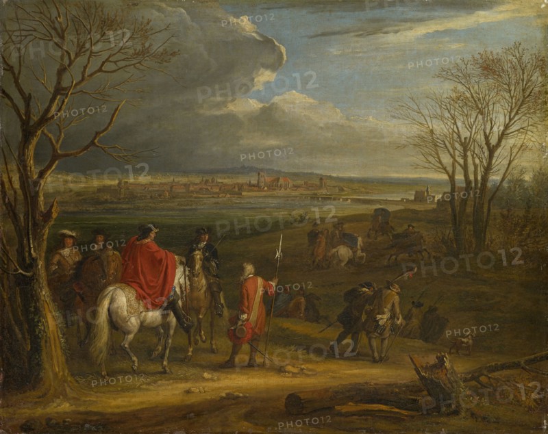 Louis XIV. Taking Dole, oil on canvas, 65.5 x 82 cm, unmarked, Adam Frans van der Meulen, (Alte Kopie nach / old copy after), Brüssel 1632–1690 Paris