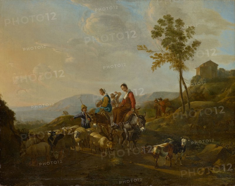 Landscape with shepherds, 1649, oil on canvas, 74.5 x 93.5 cm, signed and dated lower left: J. ossenbeecq, 1649, Jan van Ossenbeck, Rotterdam 1624–1674 Wien