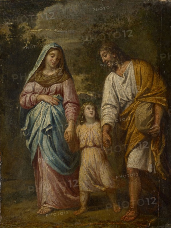 The Holy Family on the Return of the Temple, oil on canvas, 30 x 23 cm, unsigned, Jean-Baptiste-Marie Pierre, (zugeschrieben / attributed to), Paris 1714–1789 Paris