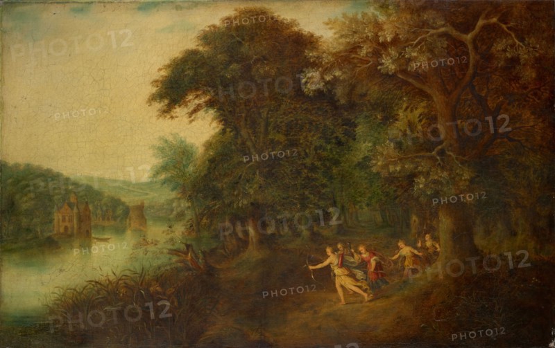 Landscape with Diana Hunt, oil on canvas, 60 x 93.5 cm, unsigned, Alexander Keirincx, (Art (?) / style of (?)), Antwerpen 1600–1652 Amsterdam