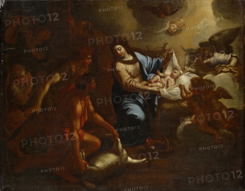 The Adoration of the Shepherds, oil on canvas, 58 x 72 cm, unmarked, Carlo Maratti, (?), Camerano 1625–1713 Rom