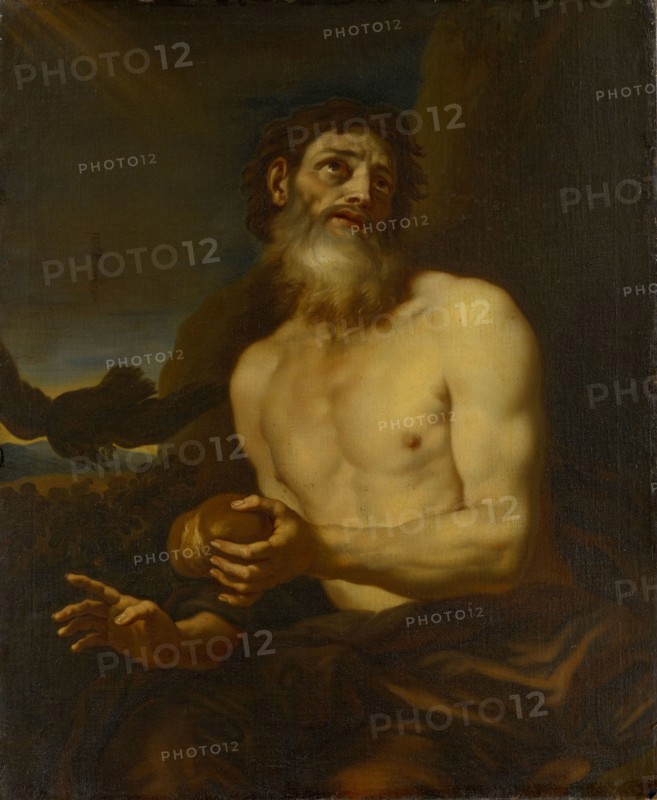 Elias is fed by the ravens, oil on canvas, 114 x 92.5 cm, unmarked, Bologneser Meister, 17. Jh.