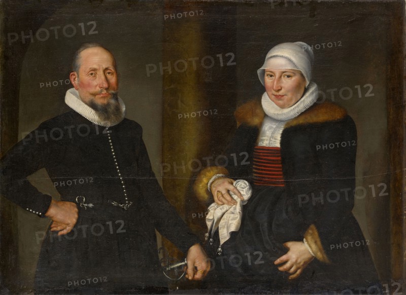 Double portrait of Lienhard Lützelmann and his wife Margreth Wohnlich, 1621, oil on canvas, 102 x 138 cm, signed and dated upper right: BARTHOLOM., SARBVRG F. Aº 1621 [illegible] MARTIO, Bartholomäus Sarburgh, Trier um 1590 – nach 1637 Niederlande