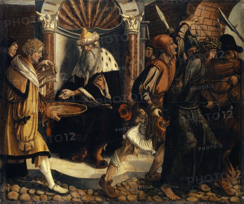 Hand washing of Pilate, mixed media on canvas, 134 x 155 cm, not specified, Hans Herbst(er), Strassburg 1470–1552 Basel, Hans Holbein d. J., (Mitarbeit (?) / collaboration (?)), Augsburg um 1497/98–1543 London