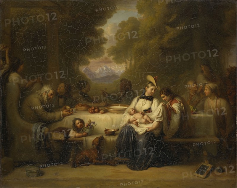 The outdoor dinner, oil on canvas, 72.5 x 90.5 cm, Unmarked., On the plaque lower right: V I XX, II V X, Pierre Nicolas Legrand, Pont-l'Evêque/Normandie 1758–1829 Bern