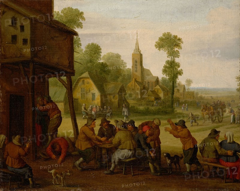 Coopers in front of a tavern, around 1650, oil on canvas, 43.5 x 54 cm, unmarked, Joost Cornelisz. Droochsloot, Utrecht? 1586–1666 Utrecht