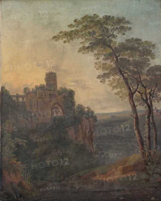 Castle ruin on high rock, tempera (?) On canvas, 46.5 x 38 cm, unmarked, Peter Birmann, Basel 1758–1844 Basel