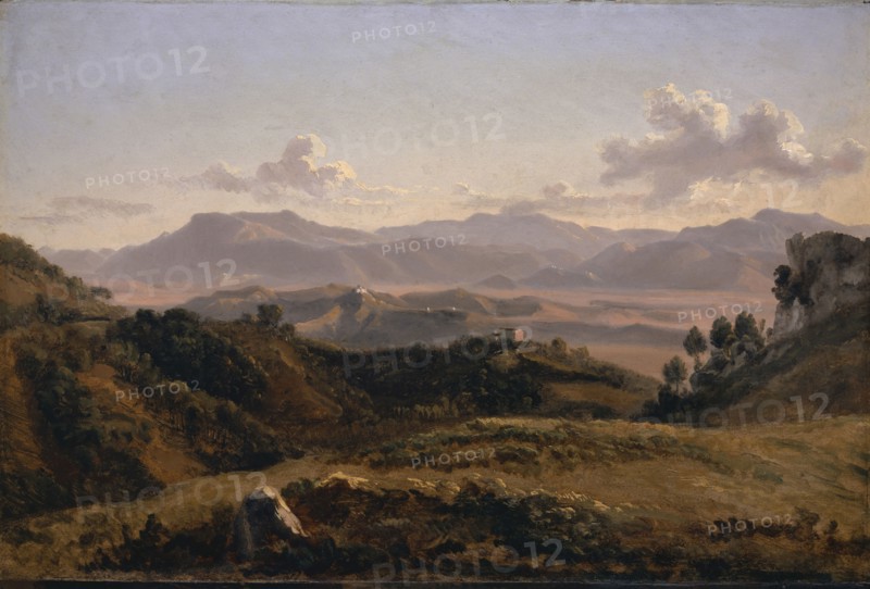 Landscape near Olevano, probably 1819, oil on paper on cardboard on panel, 28.6 x 43.5 cm, not marked, Friedrich Salathé, Binningen 1793–1858 Paris