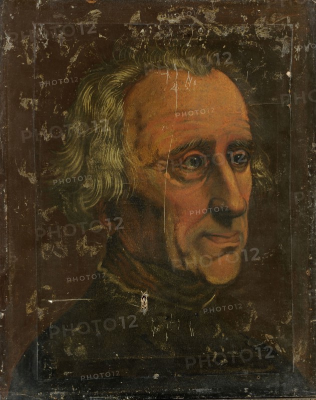 Portrait of an old man, oil on paper, mounted on cardboard, 41 x 33 cm, unmarked, Deutscher Meister, 18. Jh.