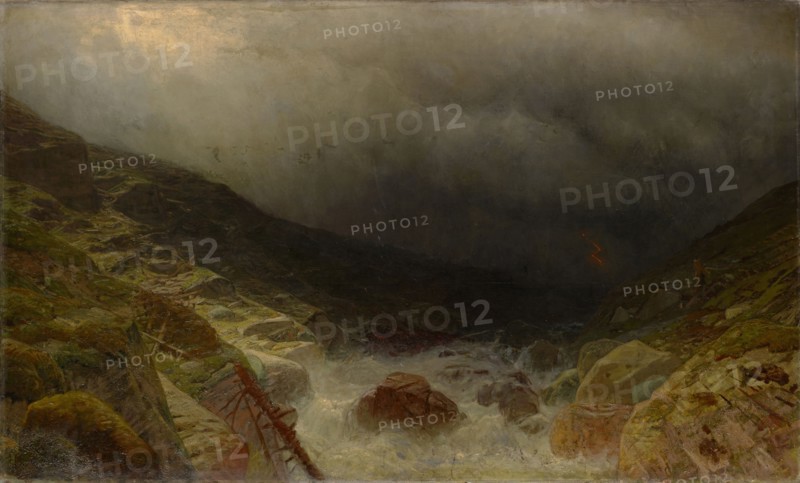 Thunderstorm in the Sefinental near Lauterbrunnen, oil on canvas, 104 x 178 cm, not specified, Albert Gos, Genf 1852–1942 Genf