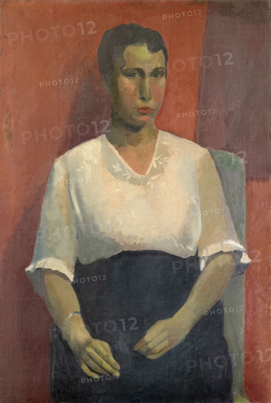 Portrait of a lady in a white blouse, oil on burlap, 98.5 x 66.5 cm, unmarked, Franz Marent, Basel 1895–1918 Basel