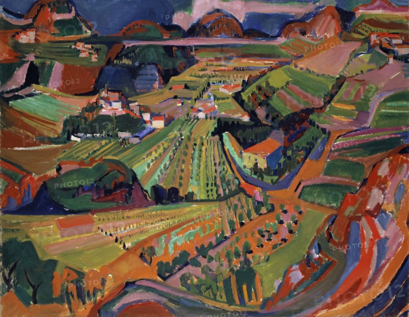 Ticino landscape, 1925, tempera on canvas, 110.5 x 140.5 cm, unmarked, Werner Neuhaus, Burgdorf/Bern 1897–1934 Burgdorf/Bern