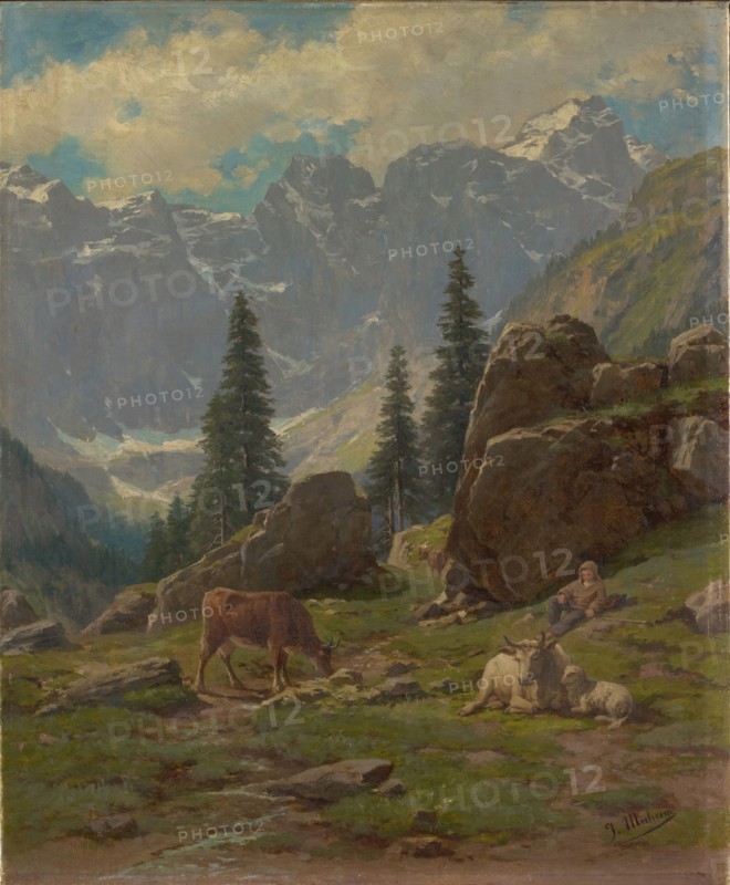 The Brunnital near Unterschächen in the canton of Uri, oil on canvas, 60 x 49.5 cm, signed lower right: J. Muheim, Jost Muheim, Altdorf/Uri 1837–1919 Luzern