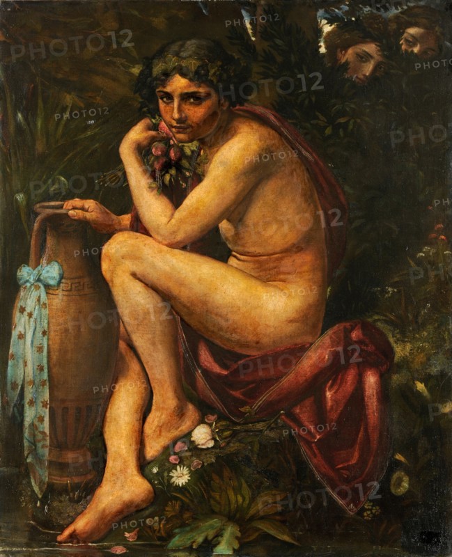 Narcissus, overheard by nymphs, 1867, oil on canvas, 100 x 81.5 cm, signed and dated lower right: AFORCART, 1867 [AF ligated], Achilles Forcart, Basel 1840–1895 Basel